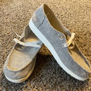 Women’s gray boat shoes size 9